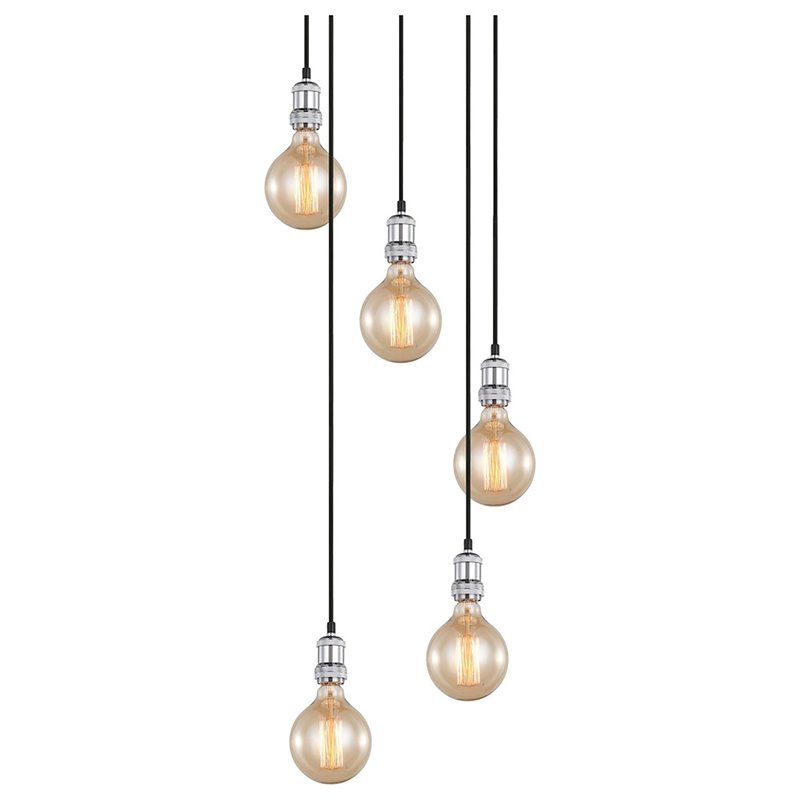 Woodbridge Lighting Fulton G125 5-Light Metal Cluster Pendant in Chrome