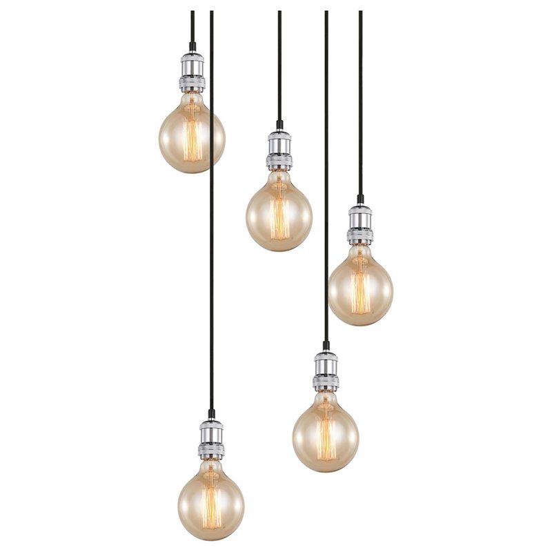 Woodbridge Lighting Fulton G125 5-Light Metal Cluster Pendant in Chrome/Bronze