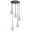 Woodbridge Lighting Fulton G125 5-Light Metal Cluster Pendant in Chrome/Bronze