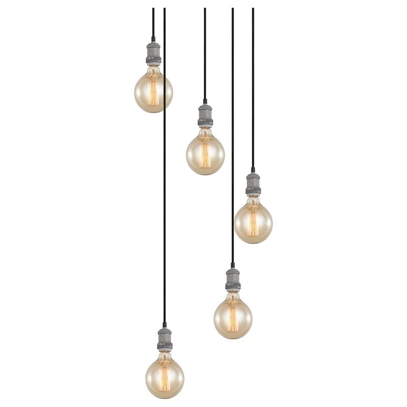 Woodbridge Lighting Fulton G125 5-Light Metal Cluster Pendant in Gray/Bronze