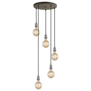 Woodbridge Lighting Fulton G125 5-Light Metal Cluster Pendant in Gray/Bronze