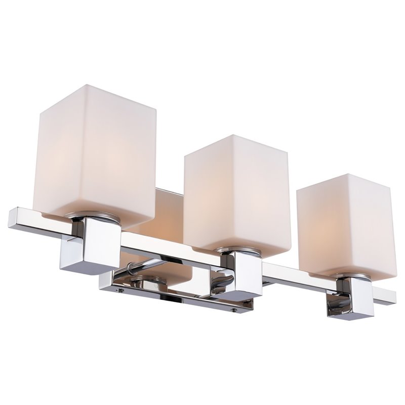 Woodbridge Lighting Langston 3Lt Glass Bath Light in Chrome/Opal Square