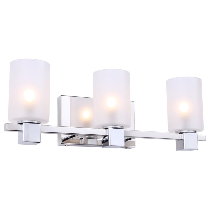 Woodbridge Lighting Langston 3Lt Glass Bath Light in Chrome/Opal Cylinder