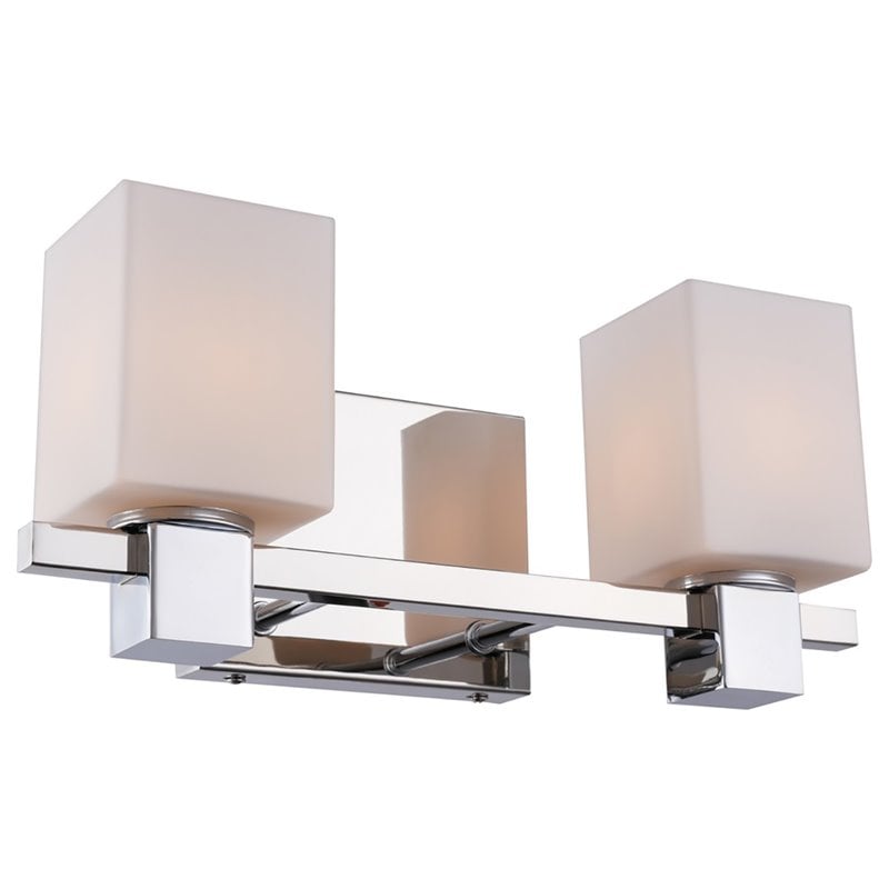 Woodbridge Lighting Langston 2Lt Glass Bath Light in Chrome/Opal Square