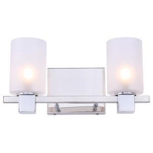 woodbridge lighting langston 2lt glass bath light in chrome/opal cylinder