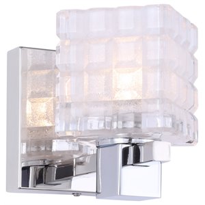 woodbridge lighting langston 1lt glass bath light in chrome/crispy crystal