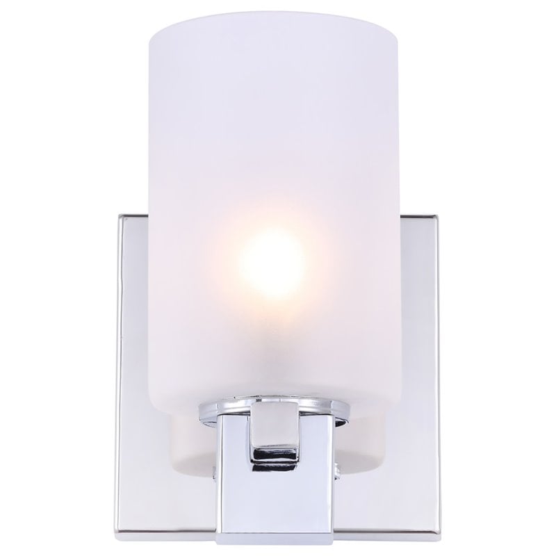 Woodbridge Lighting Langston 1Lt Glass Bath Light in Chrome/Opal Cylinder