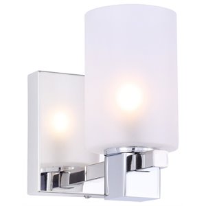 woodbridge lighting langston 1lt glass bath light in chrome/opal cylinder
