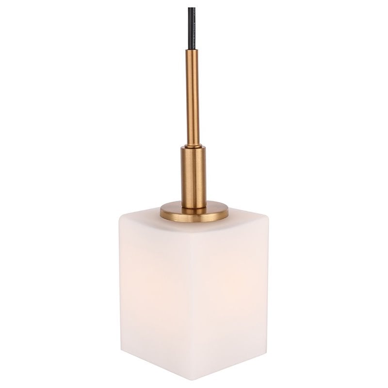 Woodbridge Lighting Langston 1-Light Glass Mini-Pendant in Brass/Bronze/Opal
