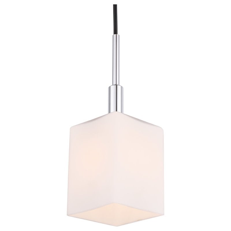 Woodbridge Lighting Langston 1-Light Glass Mini-Pendant in Chrome/Bronze/Opal