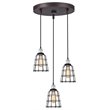 Woodbridge Lighting Fulton ST64 3-Light Metal Cluster Pendant in Chrome/Bronze