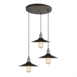 Woodbridge Lighting Fulton 3-Light Metal Shade Cluster Pendant in Gray/Bronze