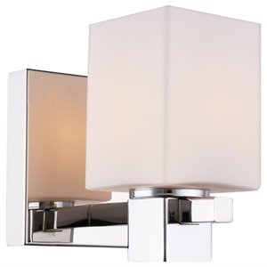woodbridge lighting langston 1lt glass led bath light in chrome/opal square