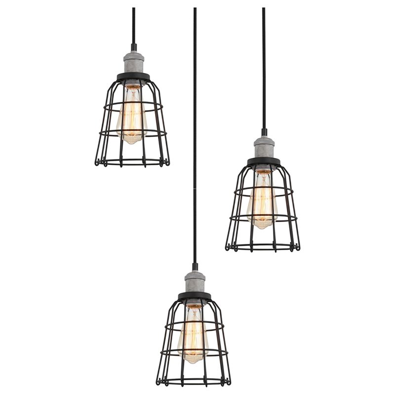 Woodbridge Lighting Fulton ST64 3-Light Metal Cluster Pendant in Gray/Bronze