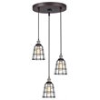 Woodbridge Lighting Fulton ST64 3-Light Metal Cluster Pendant in Gray/Bronze