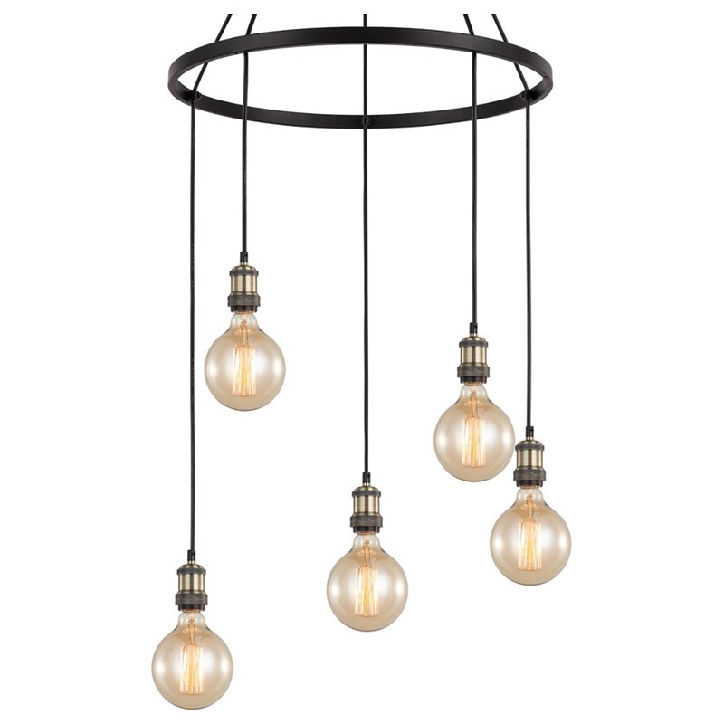 Woodbridge Lighting Fulton G125 5-Light Metal Chandelier in Antique Brass/Bronze