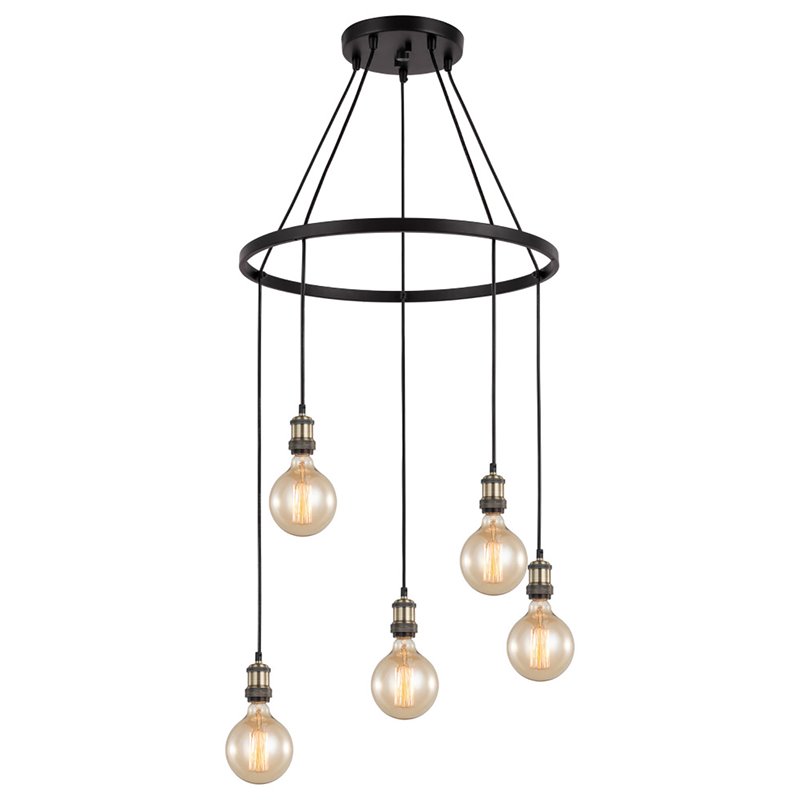 Woodbridge Lighting Fulton G125 5-Light Metal Chandelier in Antique Brass/Bronze