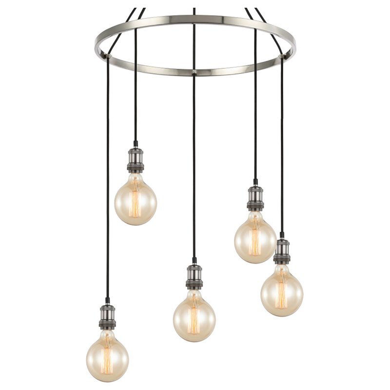Woodbridge Lighting Fulton G125 5-Light Metal Chandelier in Antique Nickel