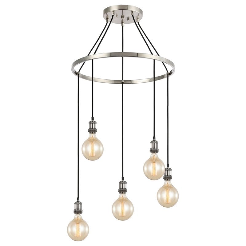 Woodbridge Lighting Fulton G125 5-Light Metal Chandelier in Antique Nickel
