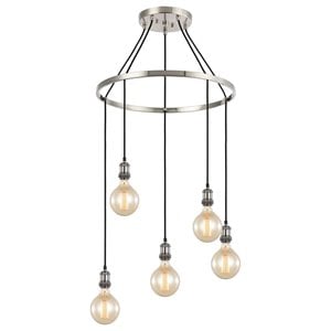 Woodbridge Lighting Fulton G125 5-Light Metal Chandelier in Antique Nickel