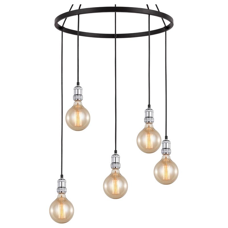 Woodbridge Lighting Fulton G125 5-Light Metal Chandelier in Chrome/Bronze