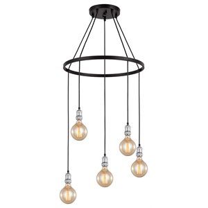 Woodbridge Lighting Fulton G125 5-Light Metal Chandelier in Chrome/Bronze