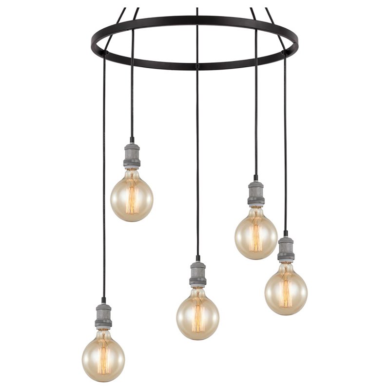 Woodbridge Lighting Fulton G125 5-Light Metal Chandelier in Gray/Bronze