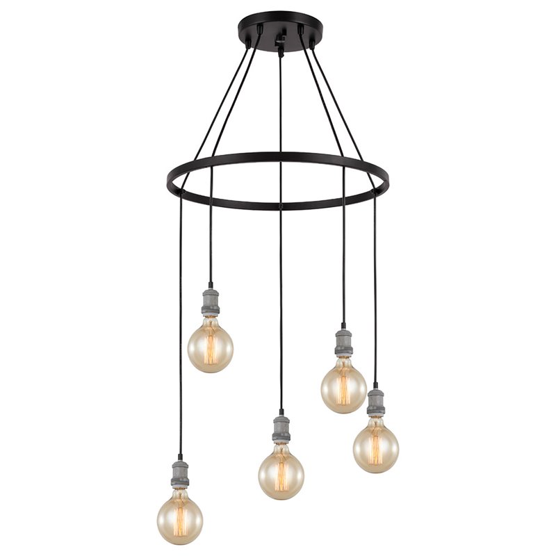 Woodbridge Lighting Fulton G125 5-Light Metal Chandelier in Gray/Bronze
