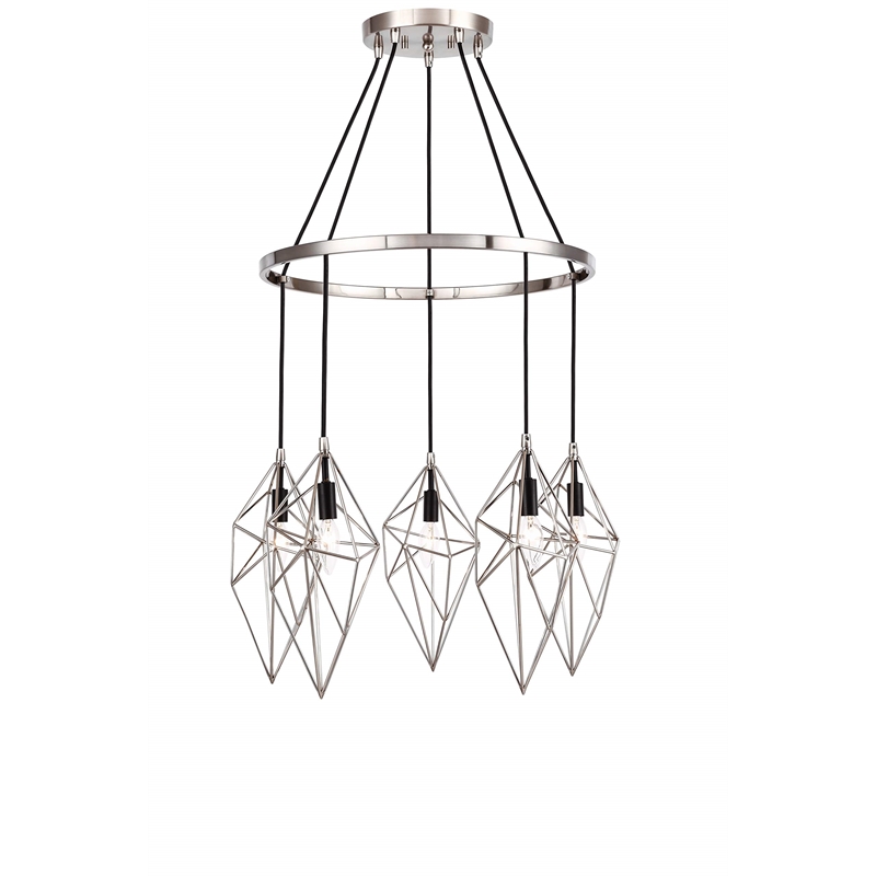 Woodbridge Lighting Lanning 5-Light Metal Chandelier in Satin Nickel
