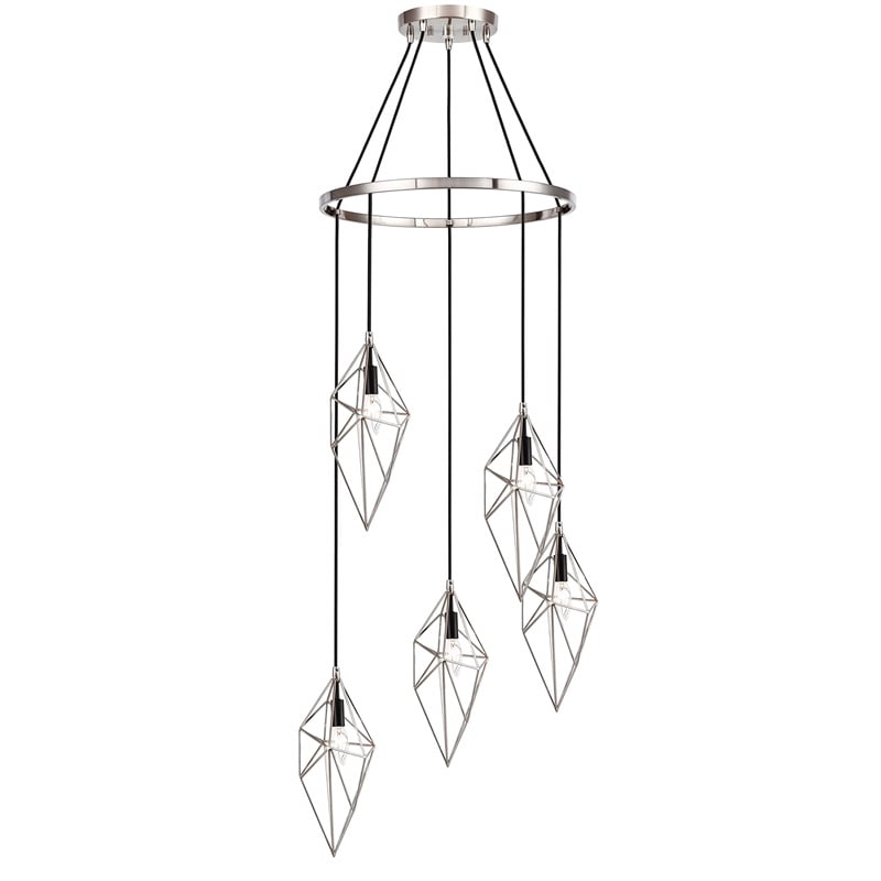 Woodbridge Lighting Lanning 5-Light Metal Chandelier in Satin Nickel