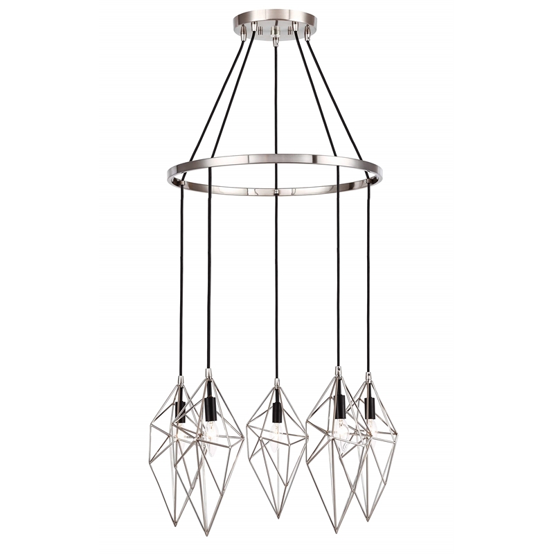 Woodbridge Lighting Lanning 5-Light Metal Chandelier in Satin Nickel