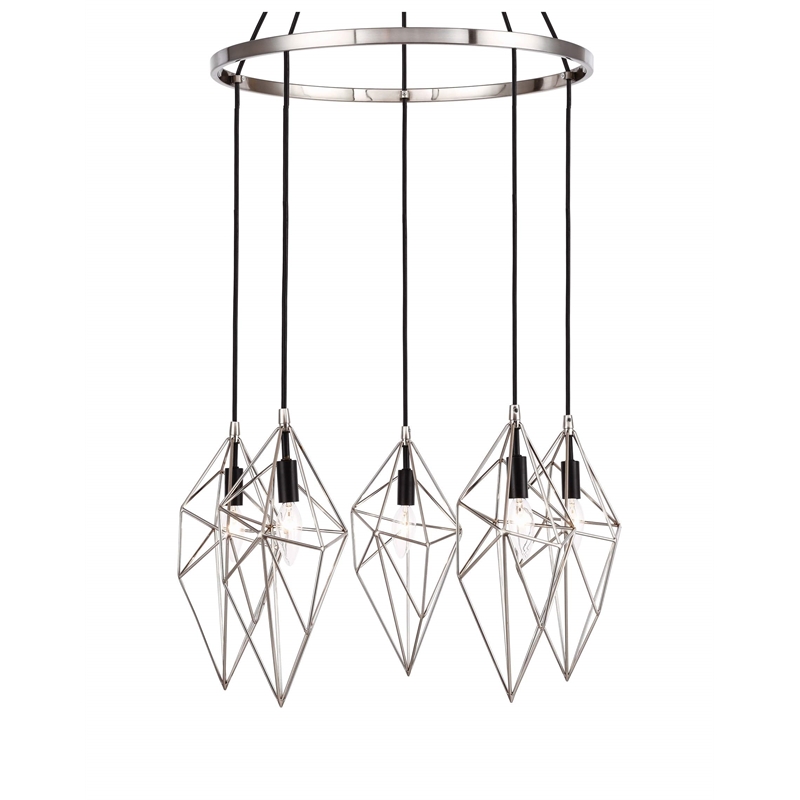 Woodbridge Lighting Lanning 5-Light Metal Chandelier in Satin Nickel