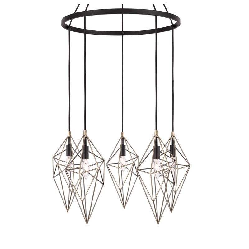 Woodbridge Lighting Lanning 5-Light Metal Chandelier in Antique Brass/Bronze