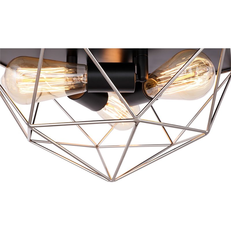 Woodbridge Lighting Lanning 3-Light Metal Flush-Mount in Nickel/Black