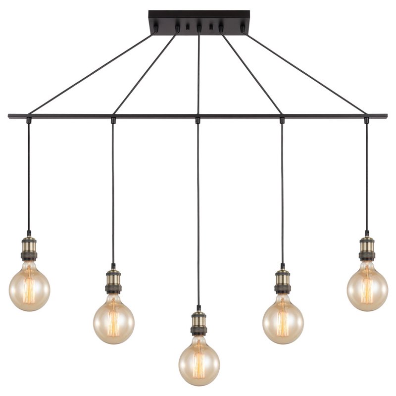Woodbridge Lighting Fulton G125 5-Light Metal Linear Pendant in Bronze/Brass