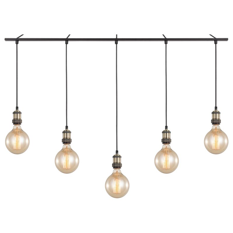 Woodbridge Lighting Fulton G125 5-Light Metal Linear Pendant in Bronze/Brass