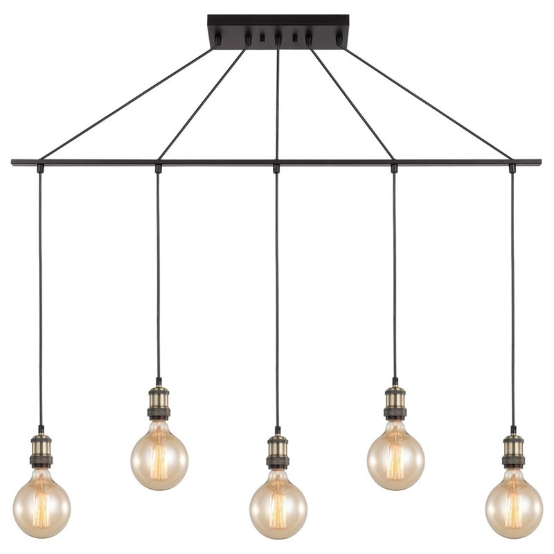 Woodbridge Lighting Fulton G125 5-Light Metal Linear Pendant in Bronze/Brass