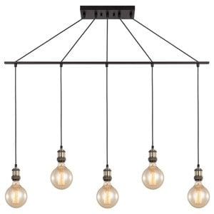 Woodbridge Lighting Fulton G125 5-Light Metal Linear Pendant in Bronze/Brass