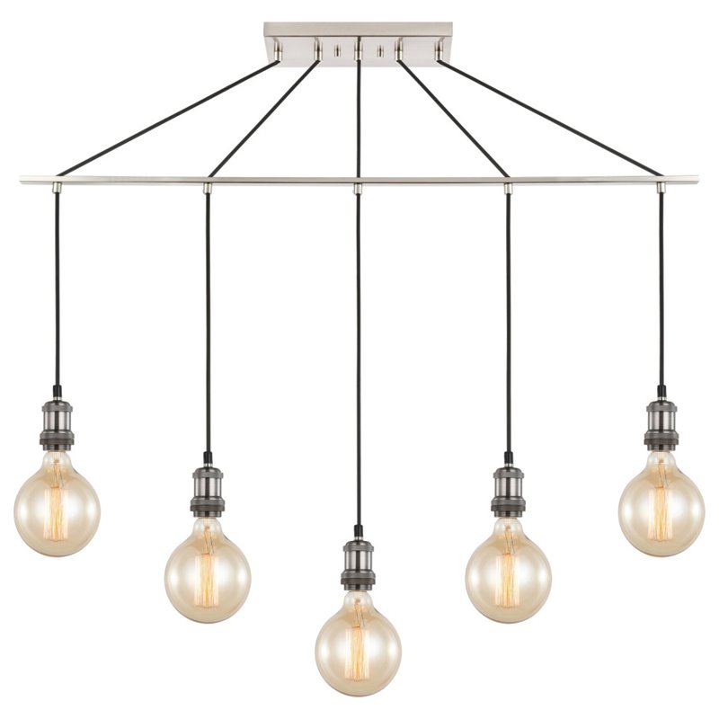 Woodbridge Lighting Fulton G125 5-Light Metal Linear Pendant in Antique Nickel