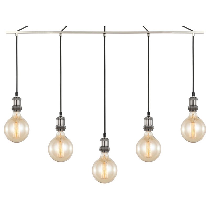 Woodbridge Lighting Fulton G125 5-Light Metal Linear Pendant in Antique Nickel