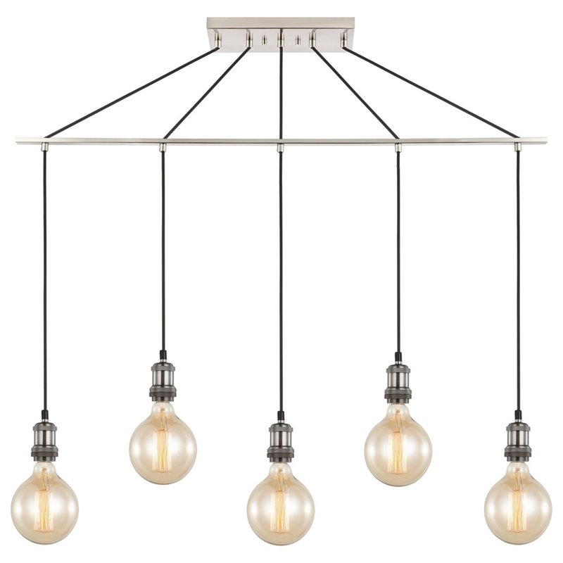 Woodbridge Lighting Fulton G125 5-Light Metal Linear Pendant in Antique Nickel