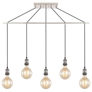 Woodbridge Lighting Fulton G125 5-Light Metal Linear Pendant in Antique Nickel