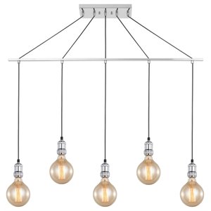 Woodbridge Lighting Fulton G125 5-Light Metal Linear Pendant in Chrome