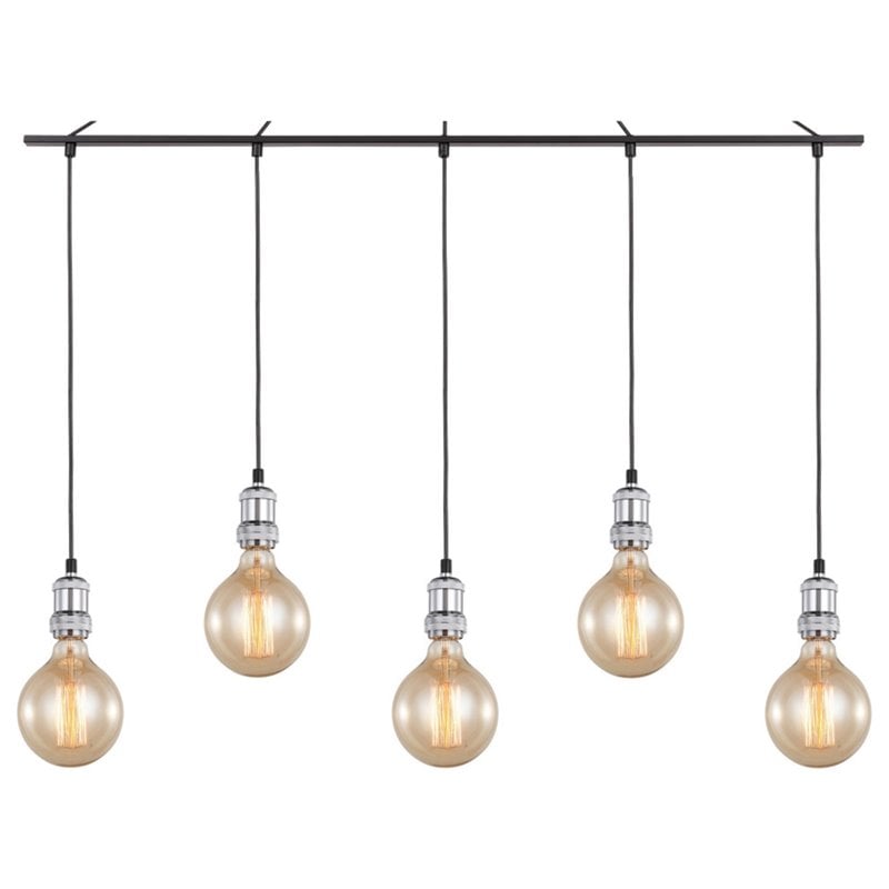 Woodbridge Lighting Fulton G125 5-Light Metal Linear Pendant in Chrome/Bronze