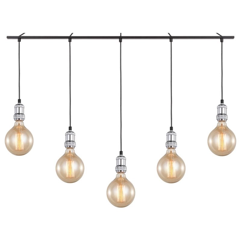 Woodbridge Lighting Fulton G125 5-Light Metal Linear Pendant in Chrome/Bronze