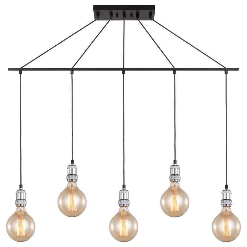Woodbridge Lighting Fulton G125 5-Light Metal Linear Pendant in Chrome/Bronze