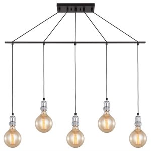Woodbridge Lighting Fulton G125 5-Light Metal Linear Pendant in Chrome/Bronze