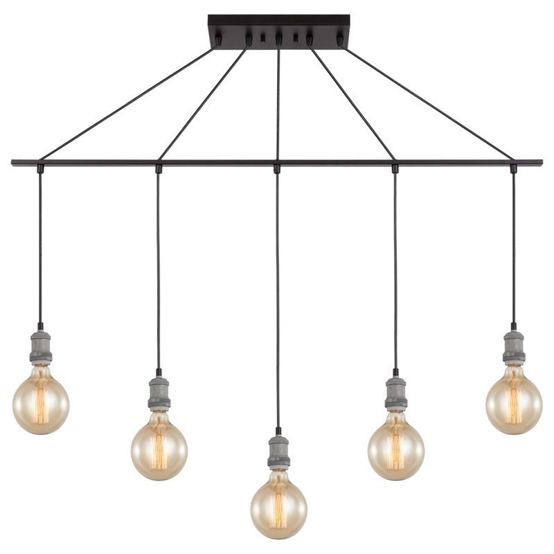 Woodbridge Lighting Fulton G125 5-Light Metal Linear Pendant in Gray/Bronze