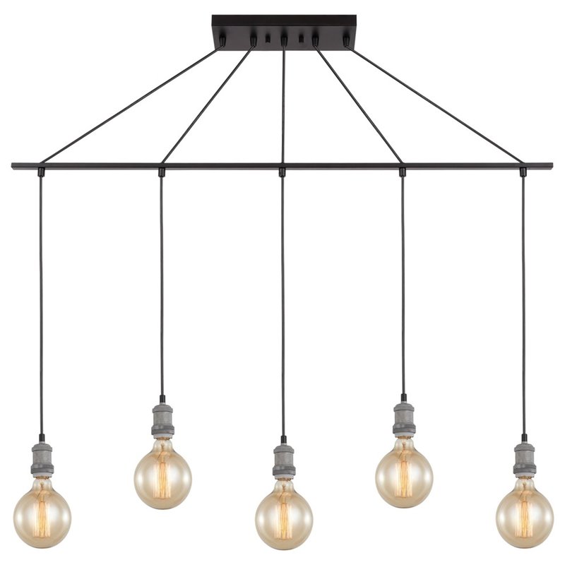 Woodbridge Lighting Fulton G125 5-Light Metal Linear Pendant in Gray/Bronze