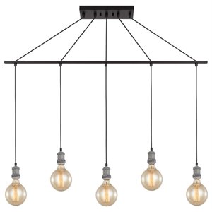 Woodbridge Lighting Fulton G125 5-Light Metal Linear Pendant in Gray/Bronze